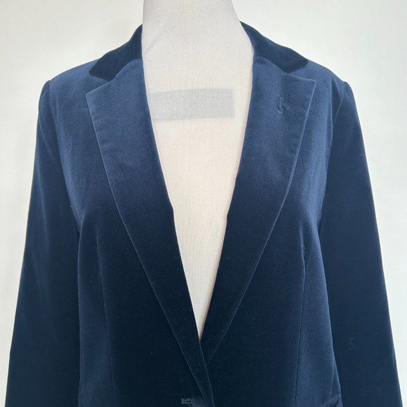 FRAME ATELIER Navy Velvet Blazer in Size L - Picture 4 of 8